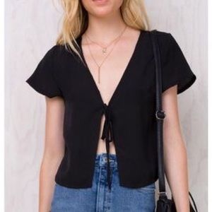 Black Princess Polly Tie Front Top